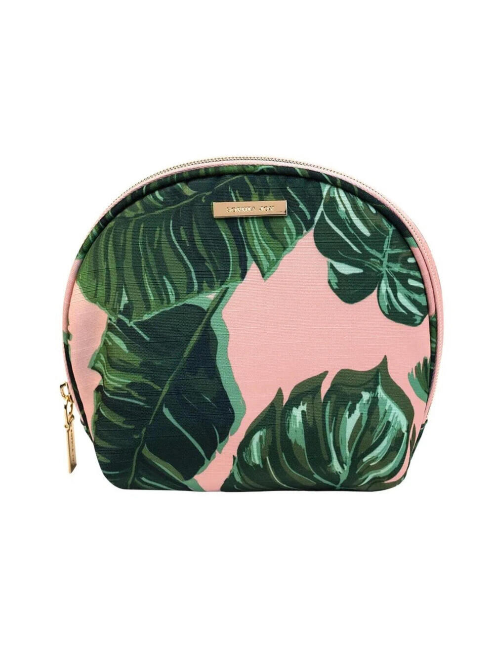Sophia Joy Tropical Palm Print Travel Makeup Bag Pink Green Cosmetic Pouch